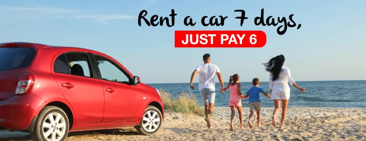 Rent for 7 days and only pay 6